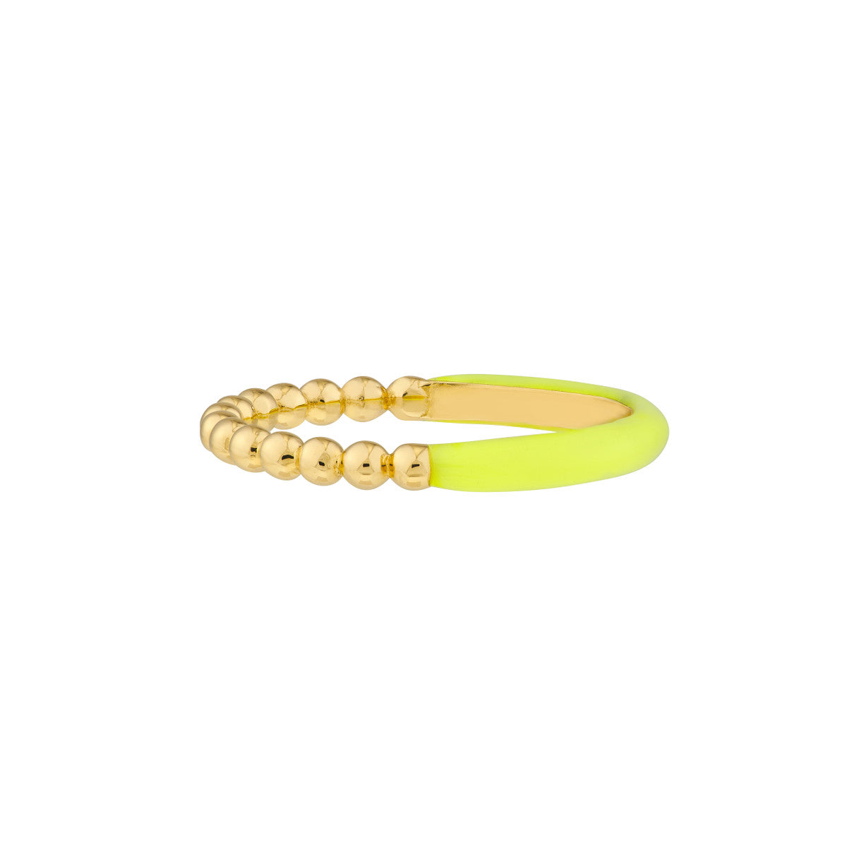 1/2 Beaded 1/2 Enamel Ring 14K Yellow Gold