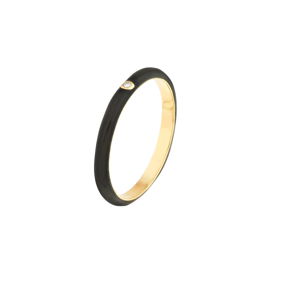 Diamond Bezel on Enamel Band 14K Yellow Gold