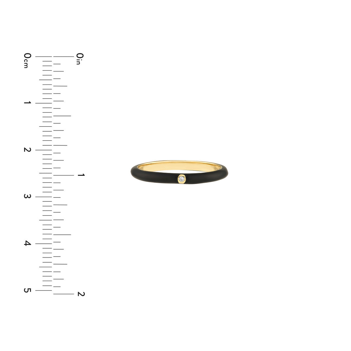 Diamond Bezel on Enamel Band 14K Yellow Gold