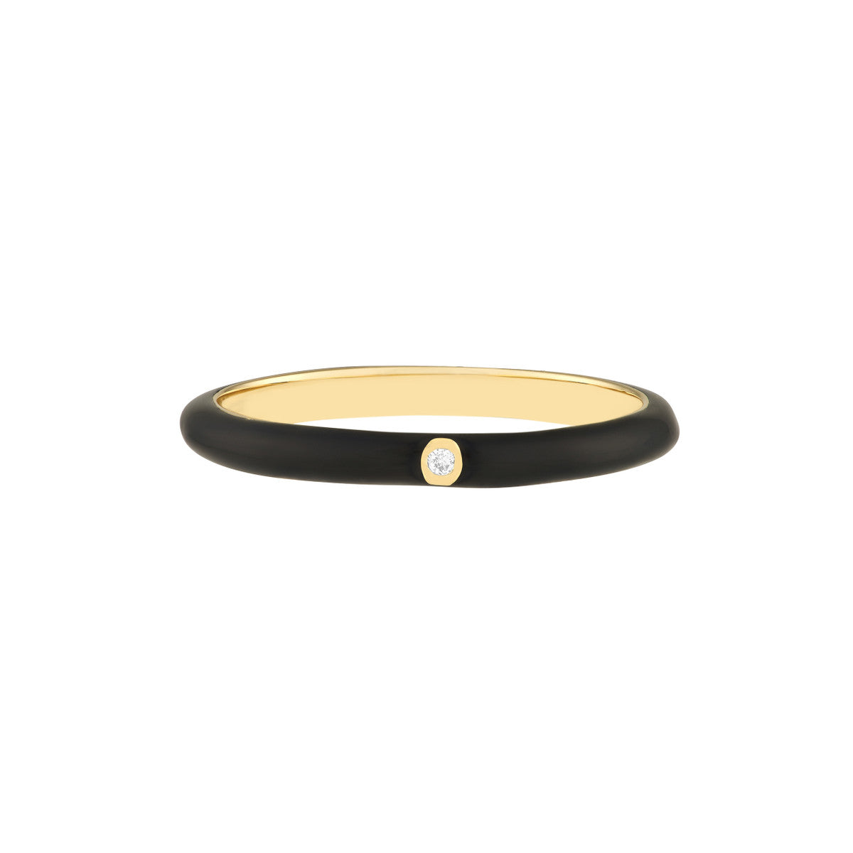 Diamond Bezel on Enamel Band 14K Yellow Gold