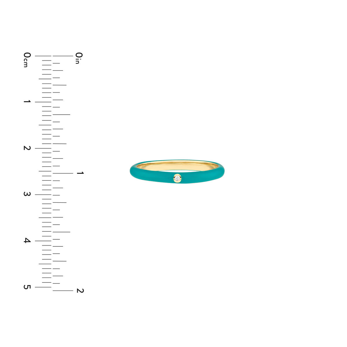 Diamond Bezel on Enamel Band 14K Yellow Gold