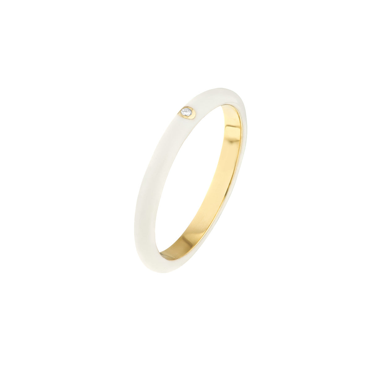 Diamond Bezel on Enamel Band 14K Yellow Gold