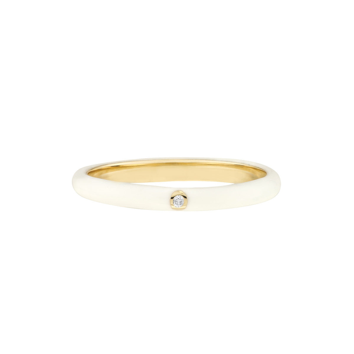 Diamond Bezel on Enamel Band 14K Yellow Gold
