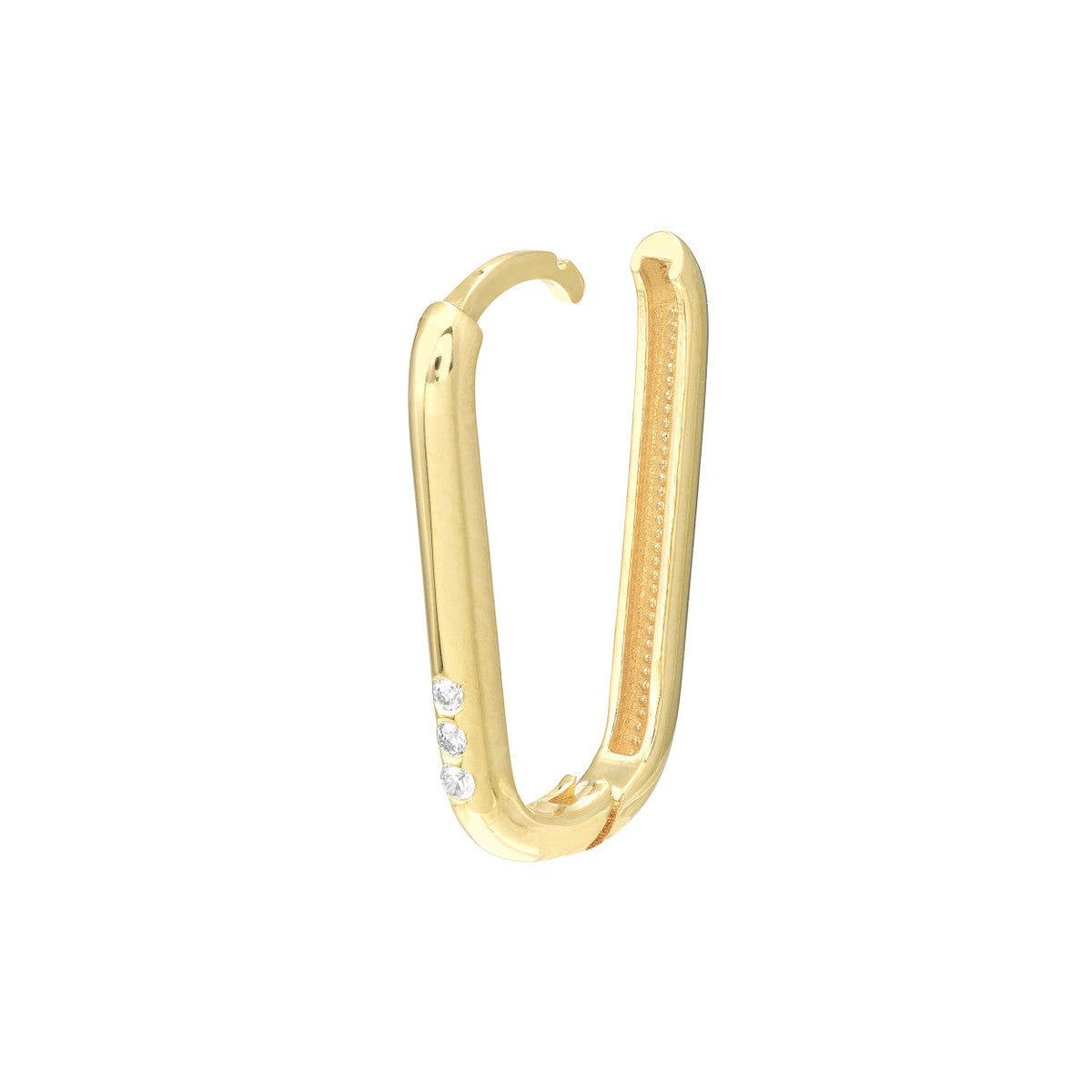 Diamond Paper Clip Hoop Earrings 14K Yellow Gold