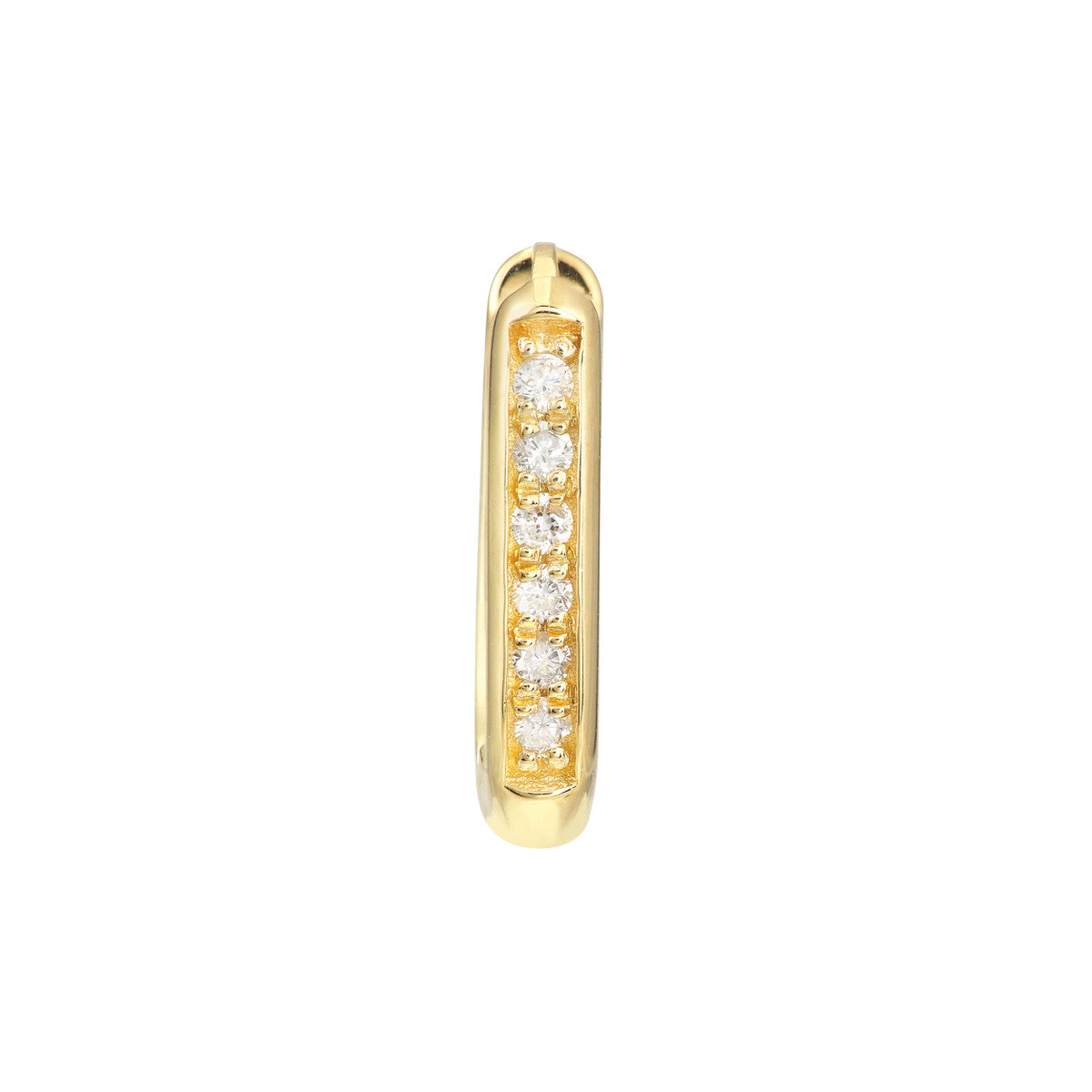 Diamond Channel Hoop Earrings 14K Yellow Gold