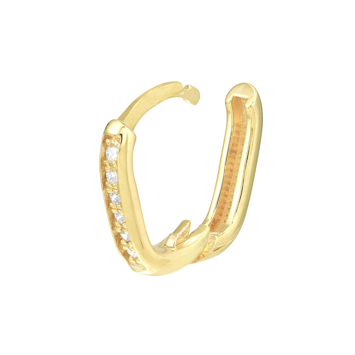 Diamond Channel Hoop Earrings 14K Yellow Gold