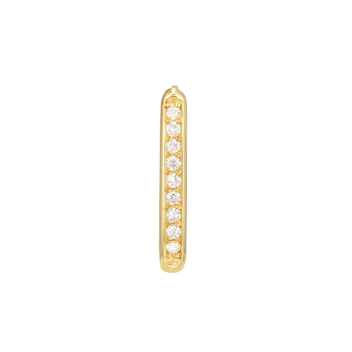 Diamond Channel Hoop Earrings 14K Yellow Gold