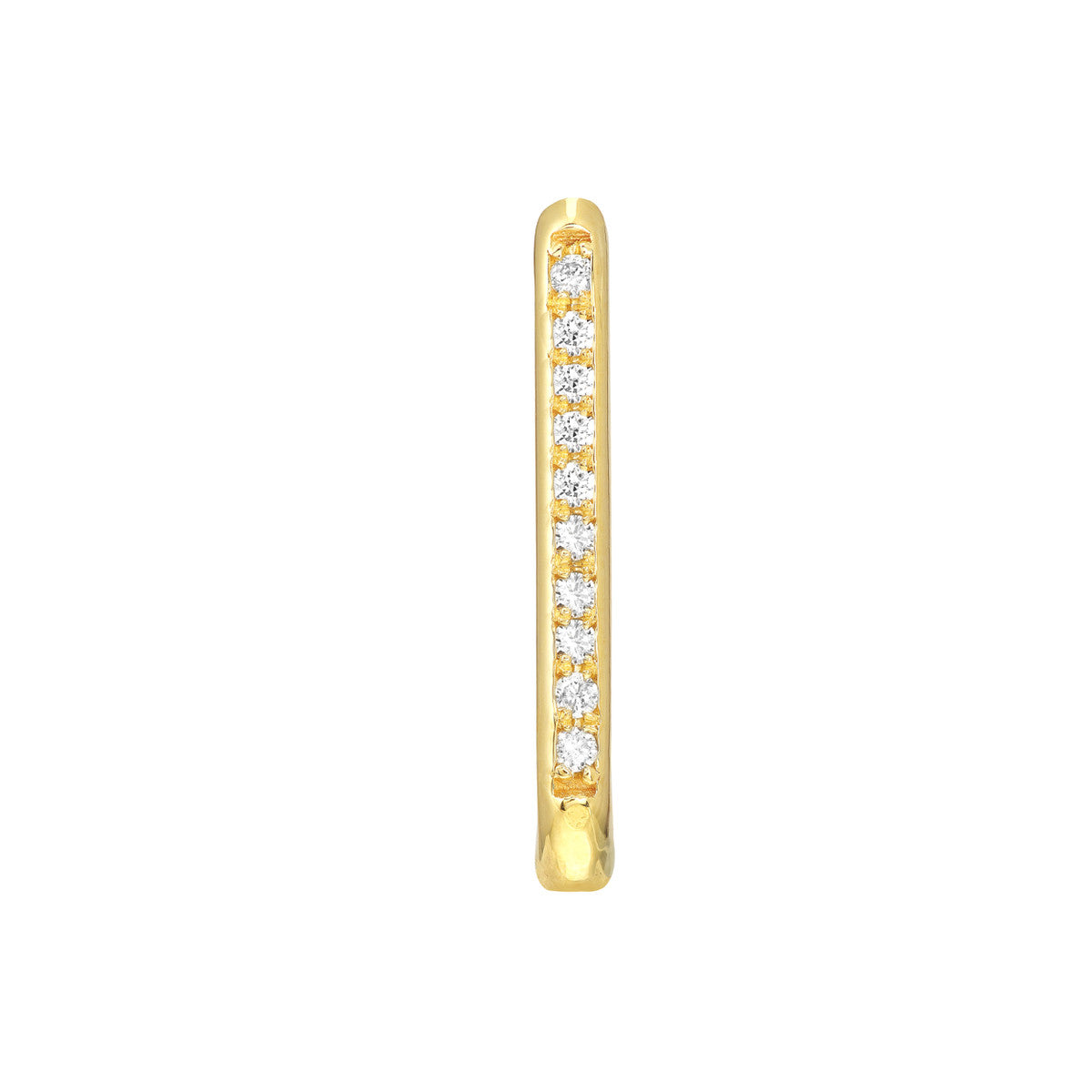 Diamond Channel Hoop Earrings 14K Yellow Gold