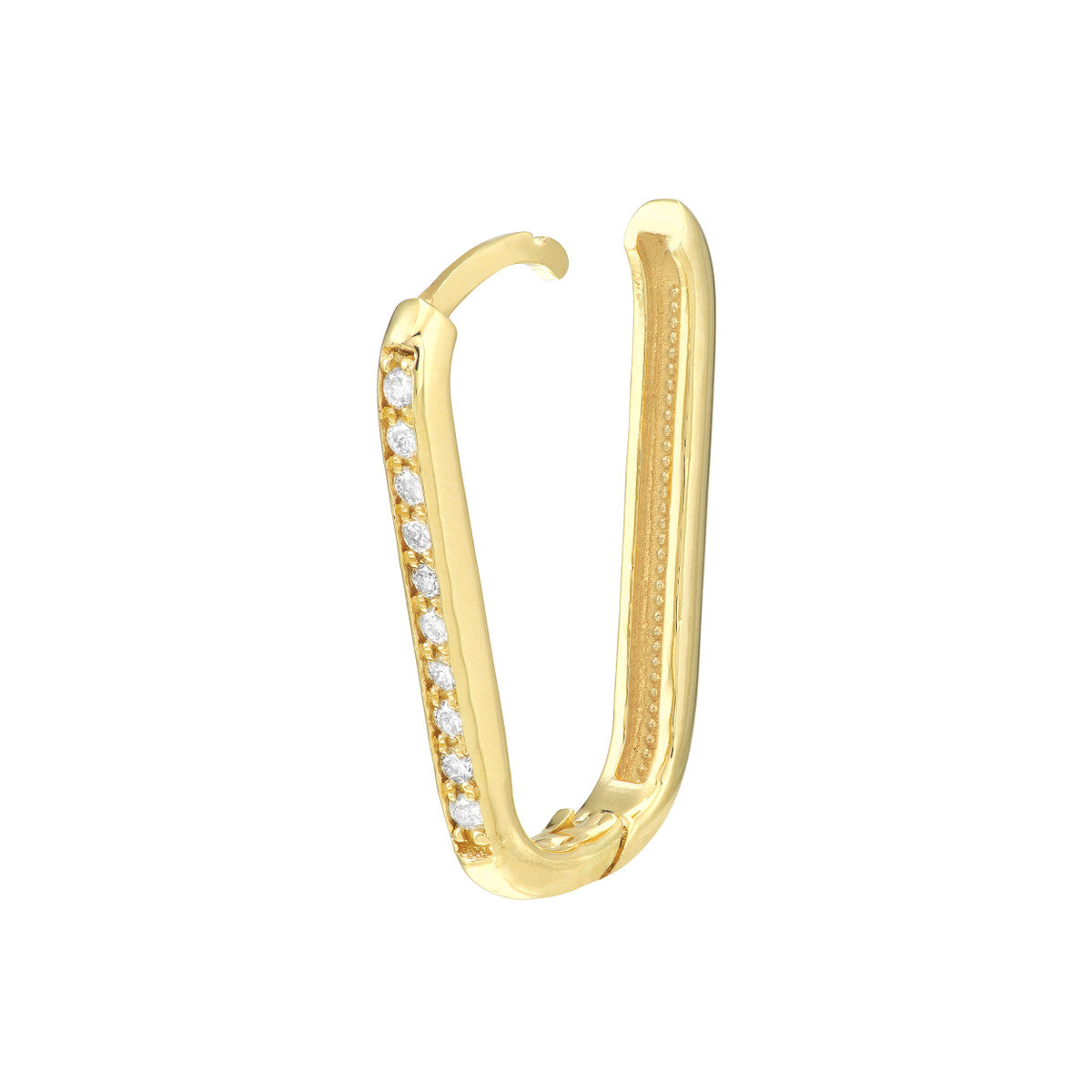 Diamond Channel Hoop Earrings 14K Yellow Gold