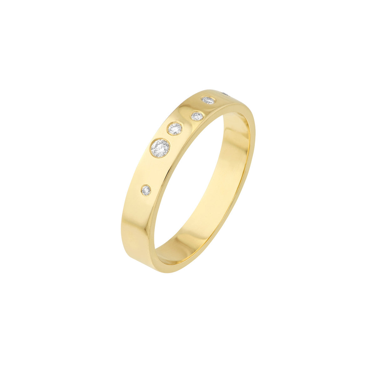 Scattered Diamond Polished Band 14K Yellow Gold