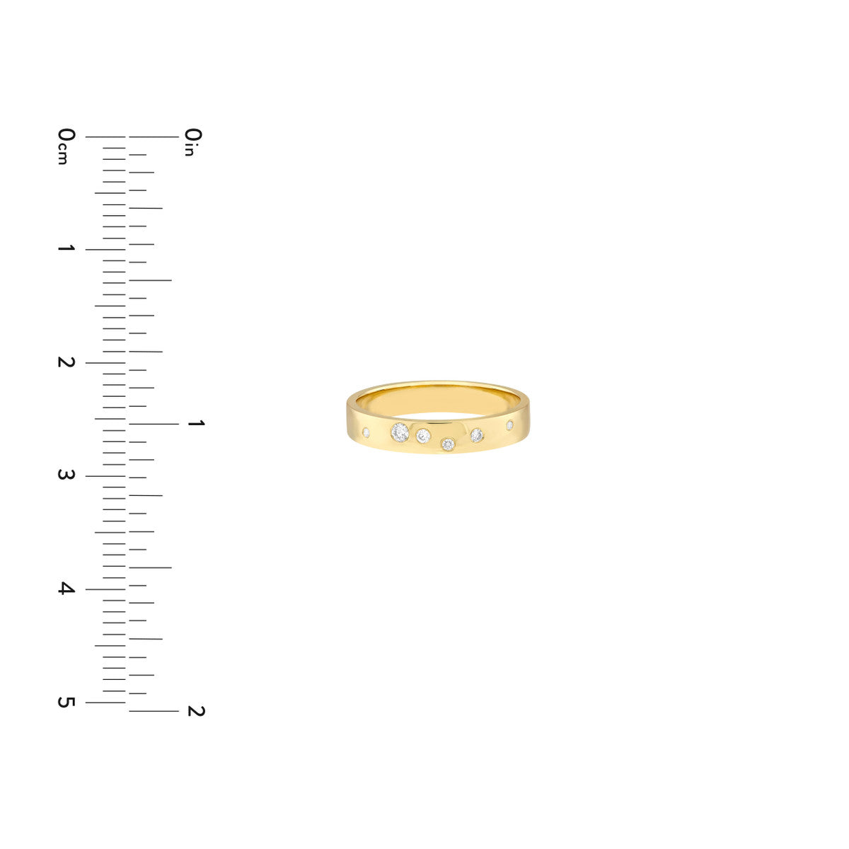 Scattered Diamond Polished Band 14K Yellow Gold