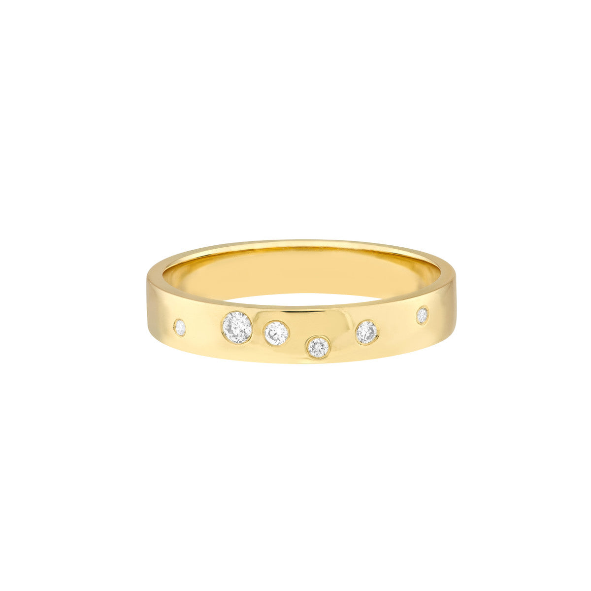 Scattered Diamond Polished Band 14K Yellow Gold