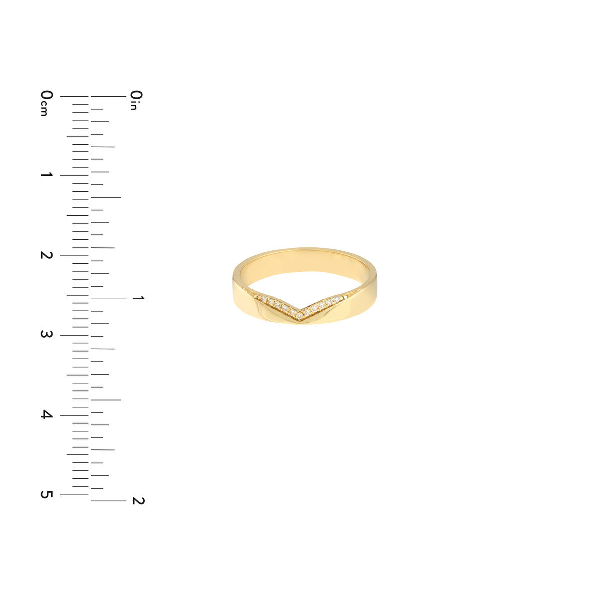 Diamond Chevron Polished Band 14K Yellow Gold