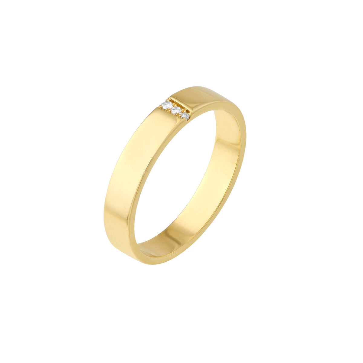 Diamond Trio Polished Band 14K Yellow Gold