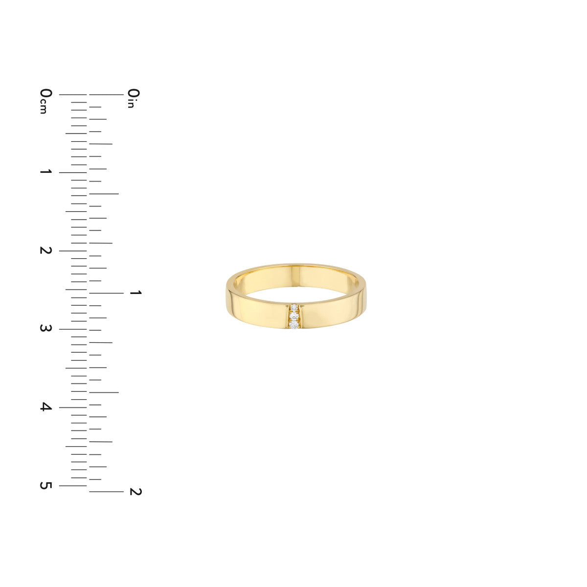 Diamond Trio Polished Band 14K Yellow Gold
