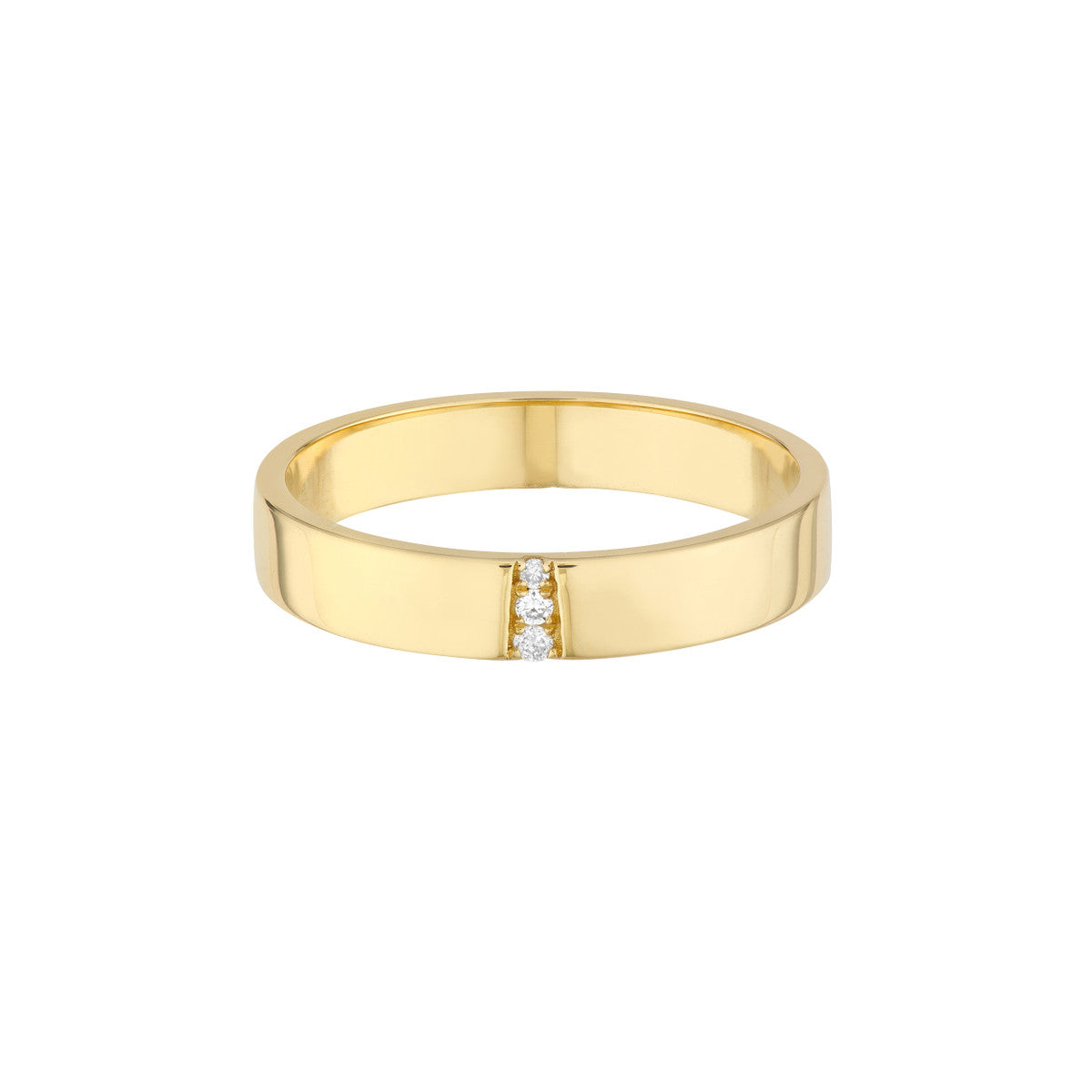 Diamond Trio Polished Band 14K Yellow Gold
