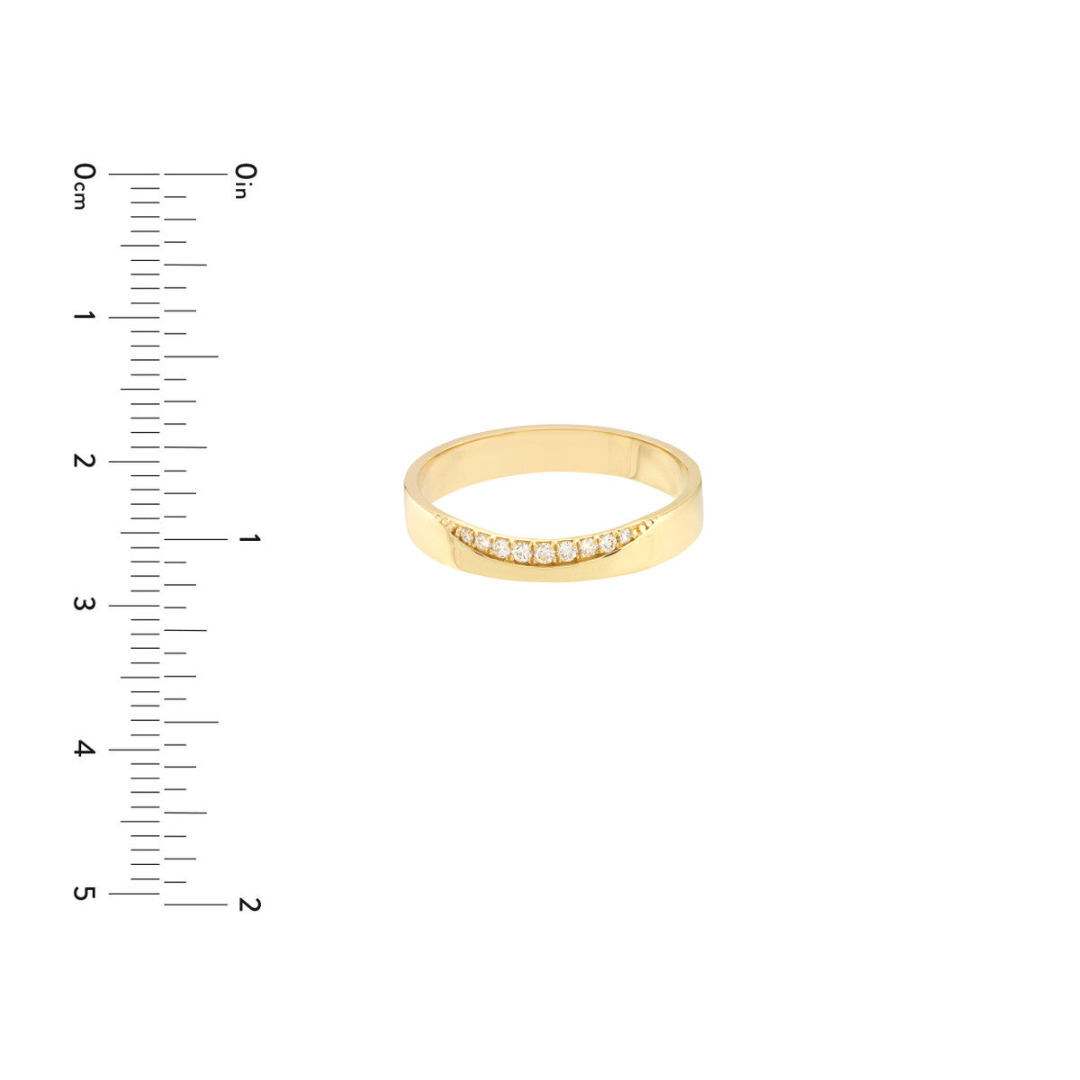 Diamond Curved Side Polished Band 14K Yellow Gold