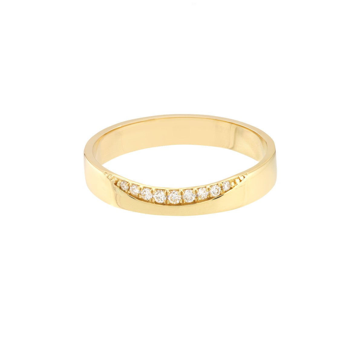 Diamond Curved Side Polished Band 14K Yellow Gold