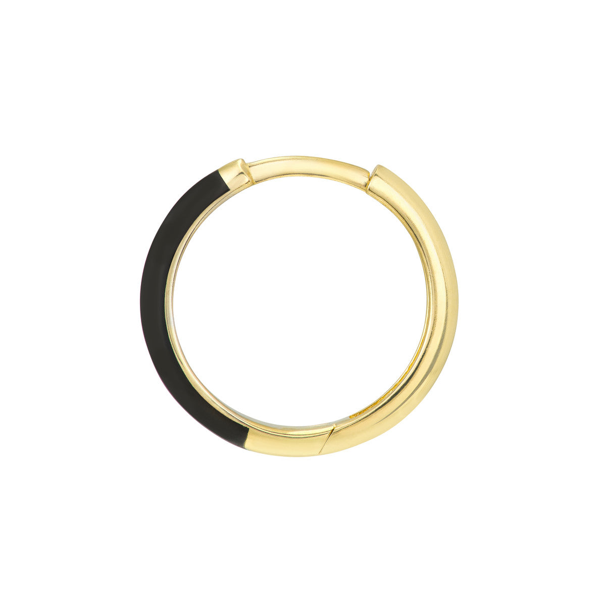 Enamel 1/2 Polished Hoops 14K Yellow Gold