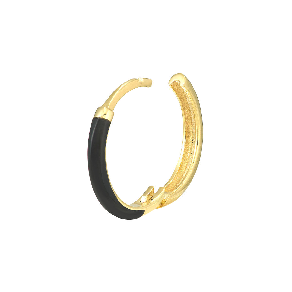 Enamel 1/2 Polished Hoops 14K Yellow Gold