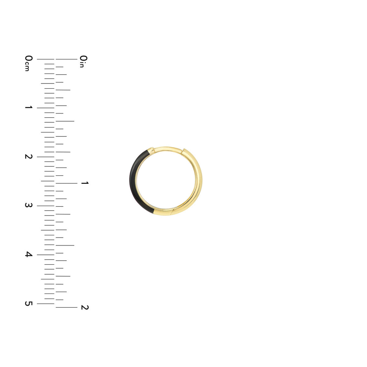 Enamel 1/2 Polished Hoops 14K Yellow Gold