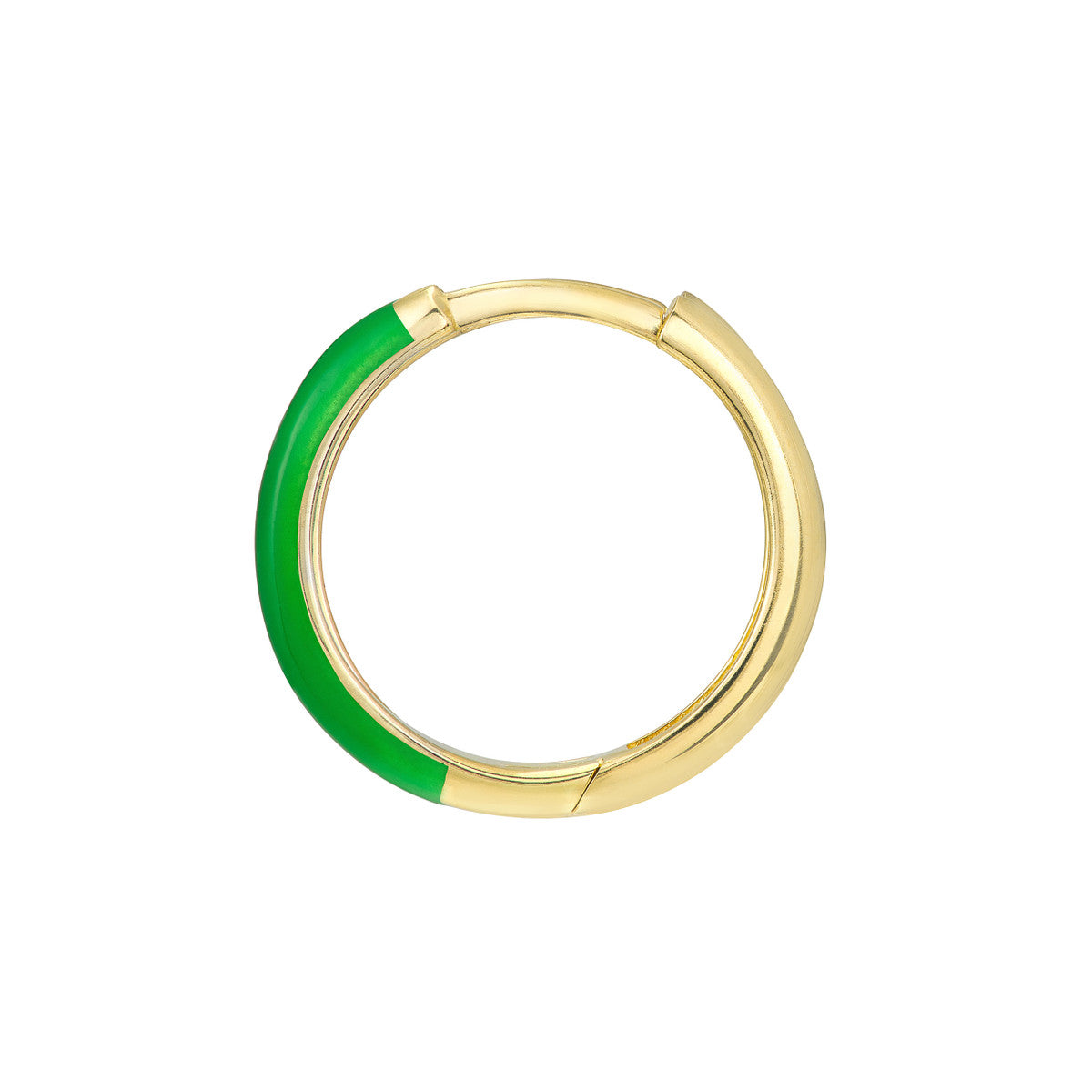 Enamel 1/2 Polished Hoops 14K Yellow Gold