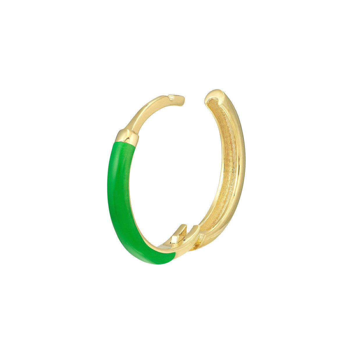 Enamel 1/2 Polished Hoops 14K Yellow Gold