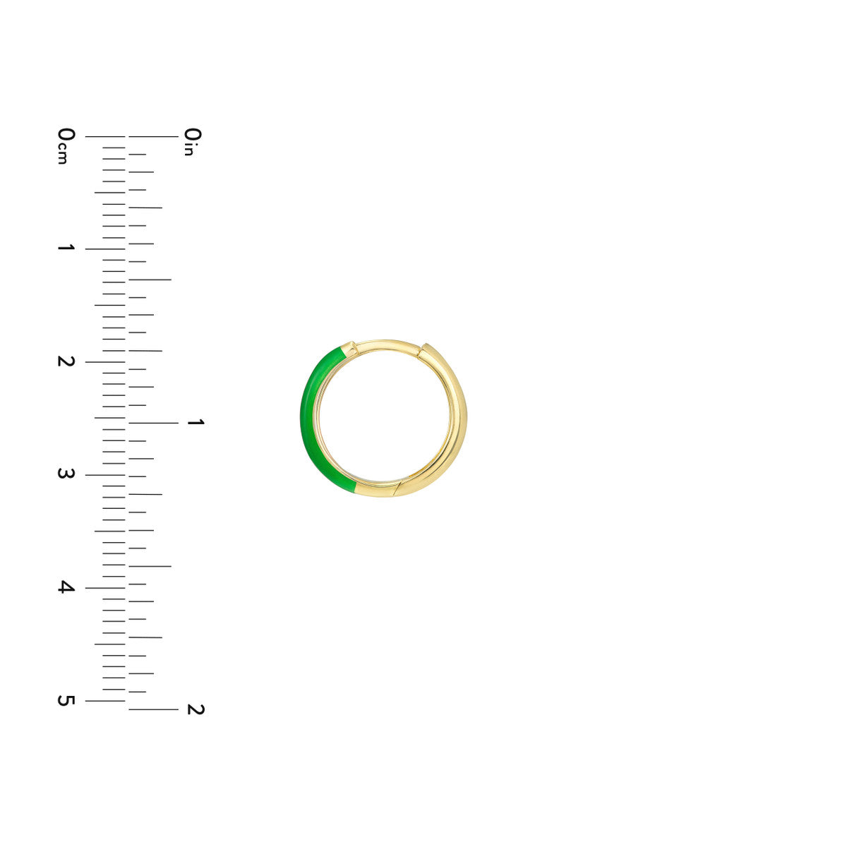 Enamel 1/2 Polished Hoops 14K Yellow Gold