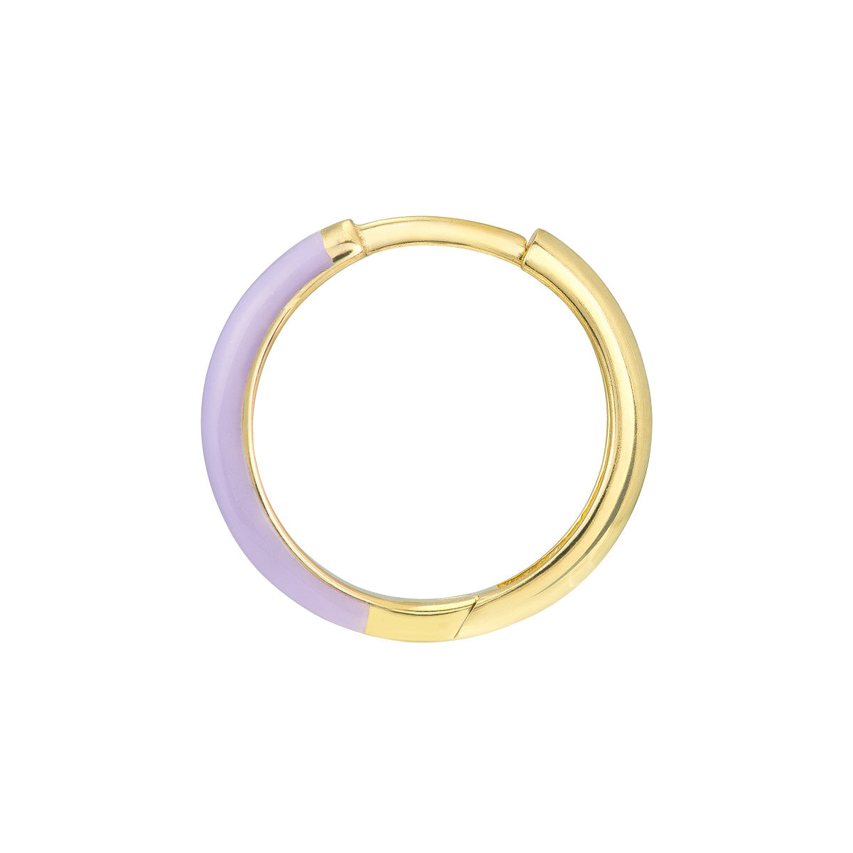 Enamel 1/2 Polished Hoops 14K Yellow Gold