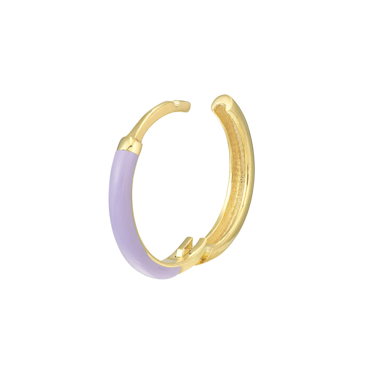 Enamel 1/2 Polished Hoops 14K Yellow Gold
