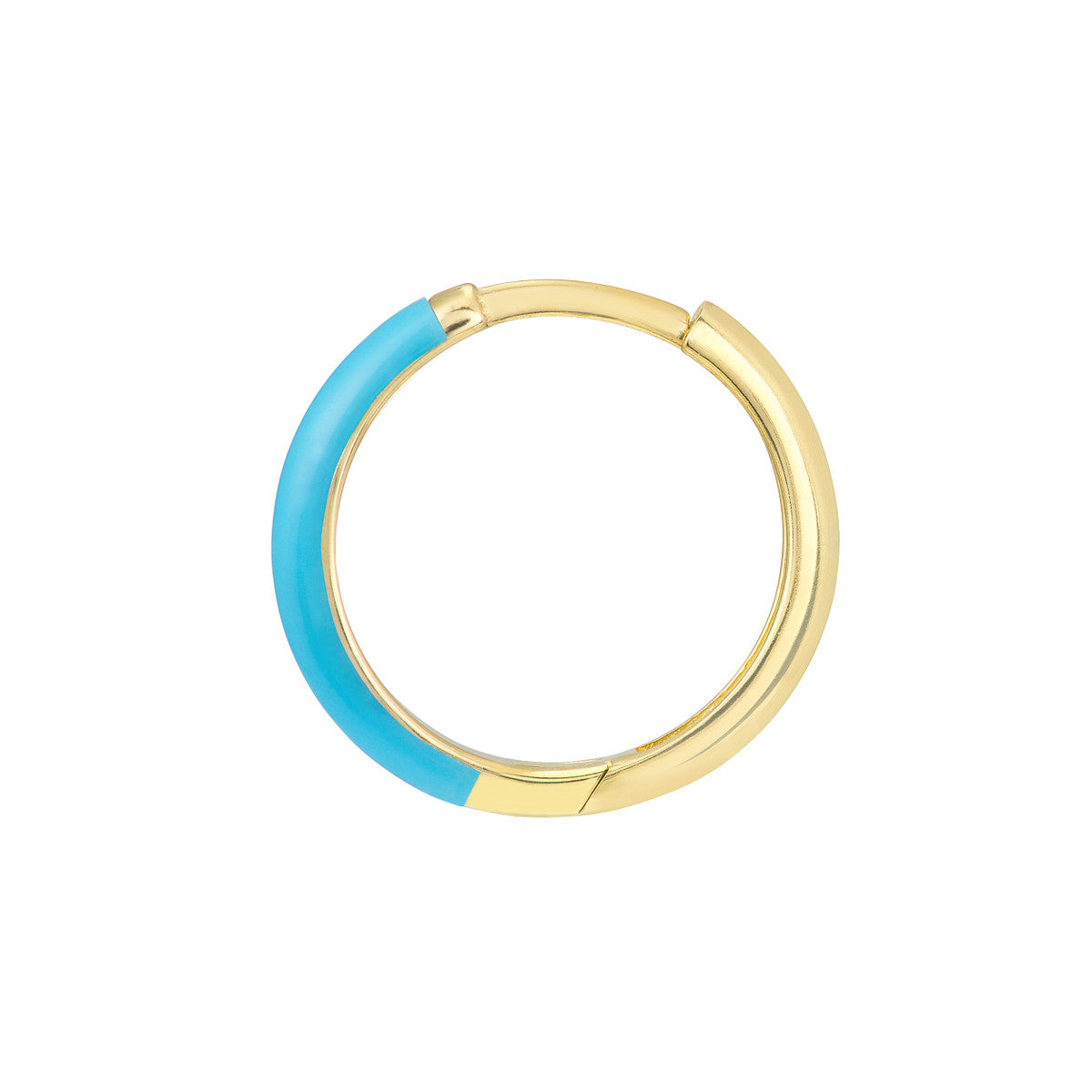 Enamel 1/2 Polished Hoops 14K Yellow Gold
