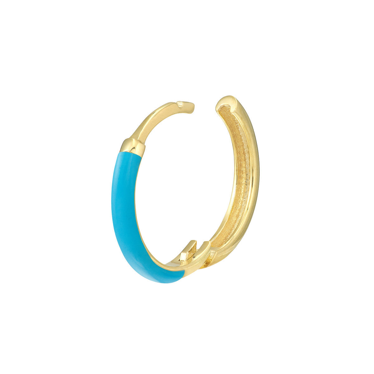 Enamel 1/2 Polished Hoops 14K Yellow Gold