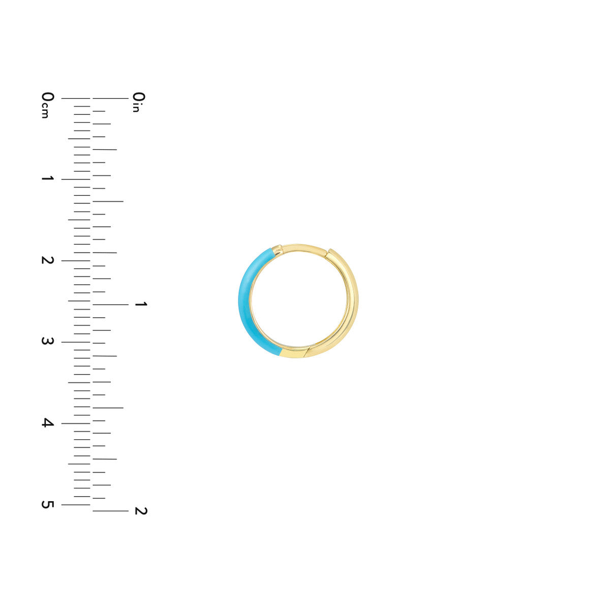 Enamel 1/2 Polished Hoops 14K Yellow Gold