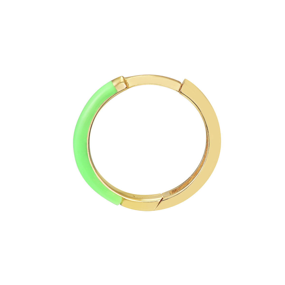 Enamel 1/2 Polished Hoops 14K Yellow Gold