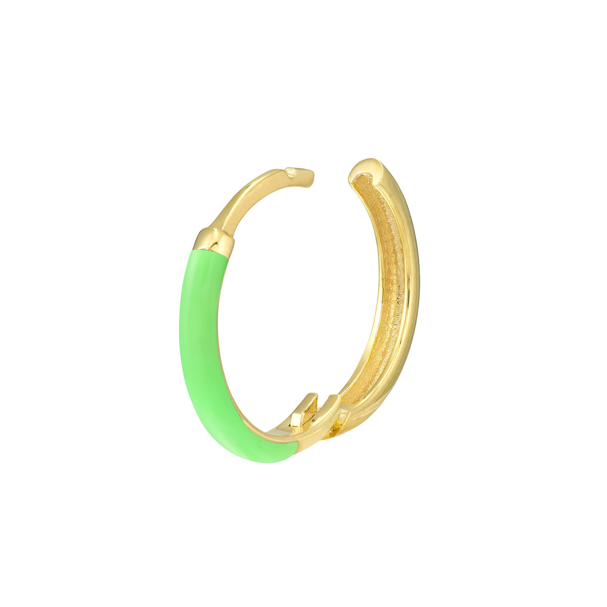 Enamel 1/2 Polished Hoops 14K Yellow Gold