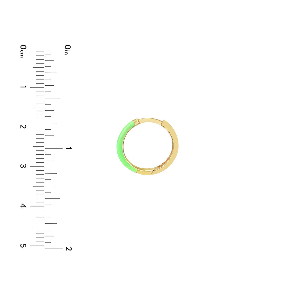 Enamel 1/2 Polished Hoops 14K Yellow Gold