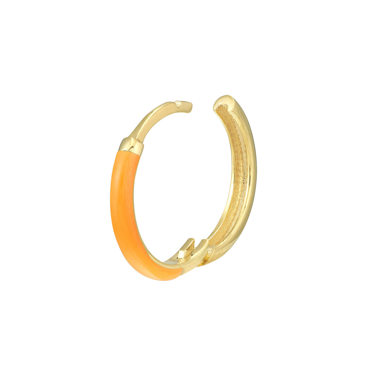 Enamel 1/2 Polished Hoops 14K Yellow Gold