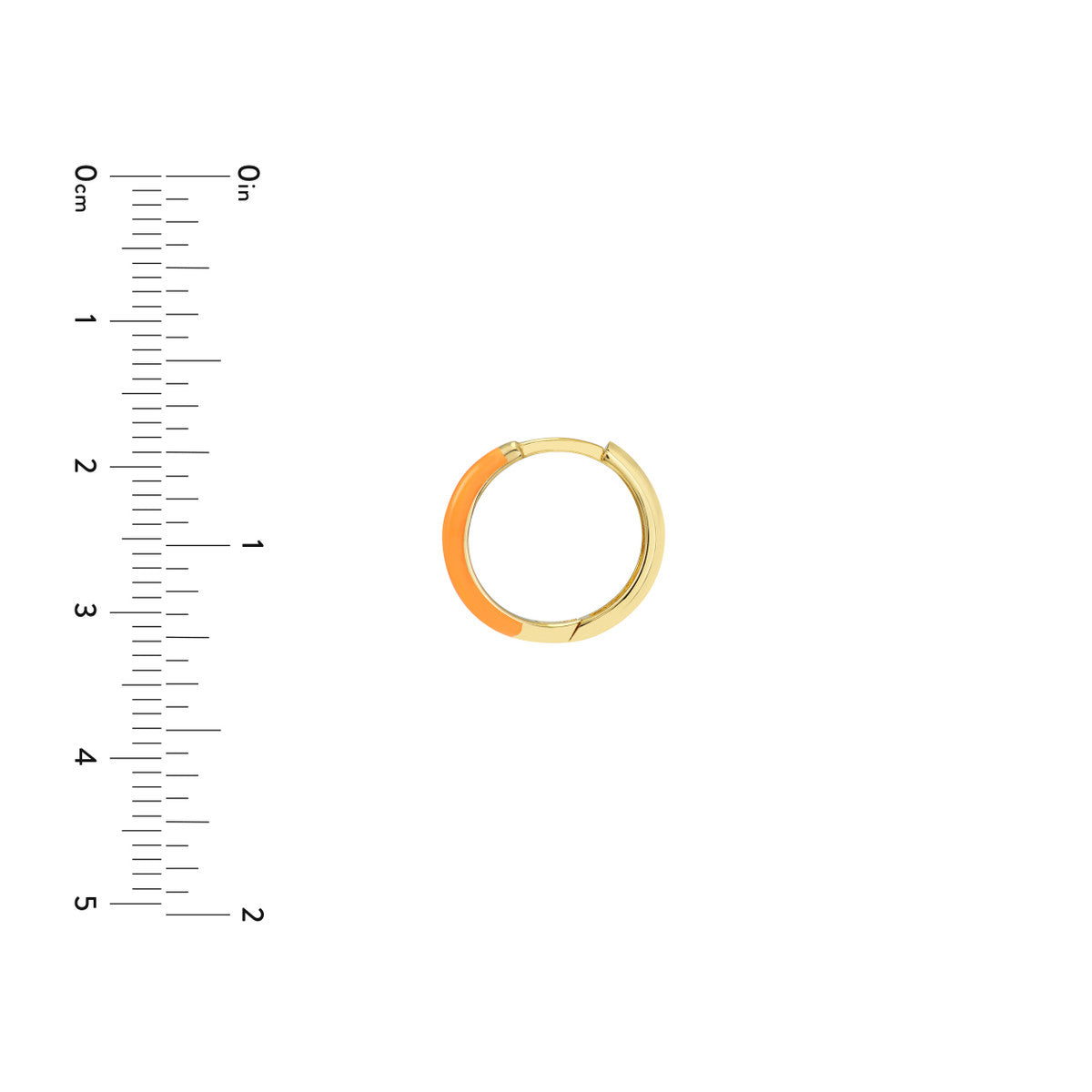 Enamel 1/2 Polished Hoops 14K Yellow Gold