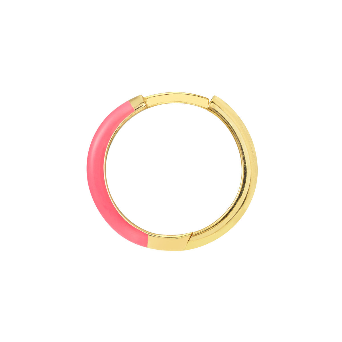 Enamel 1/2 Polished Hoops 14K Yellow Gold