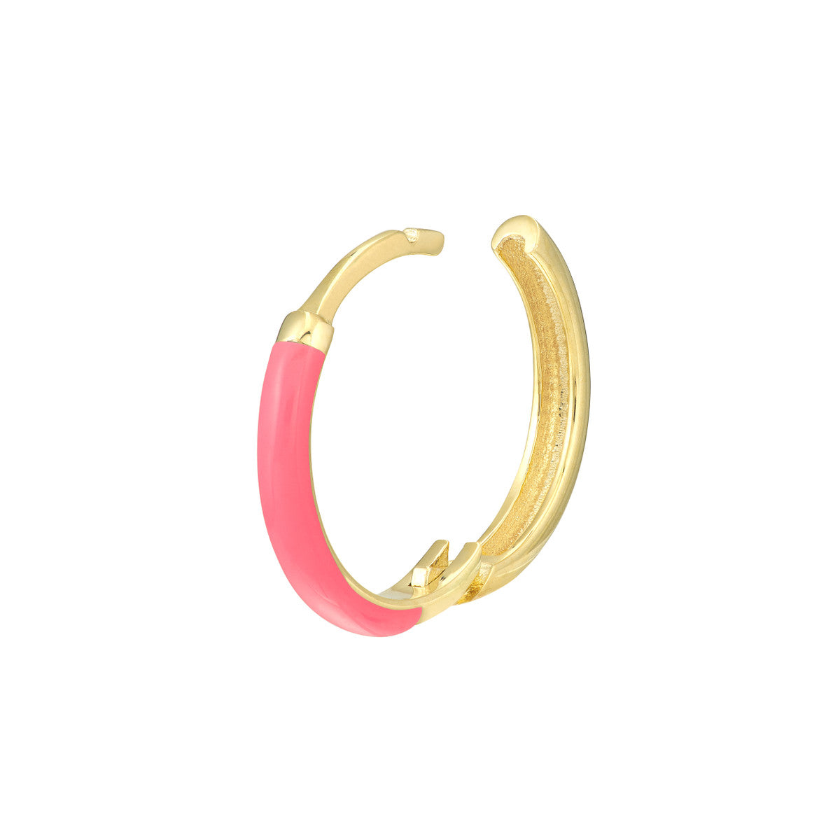 Enamel 1/2 Polished Hoops 14K Yellow Gold