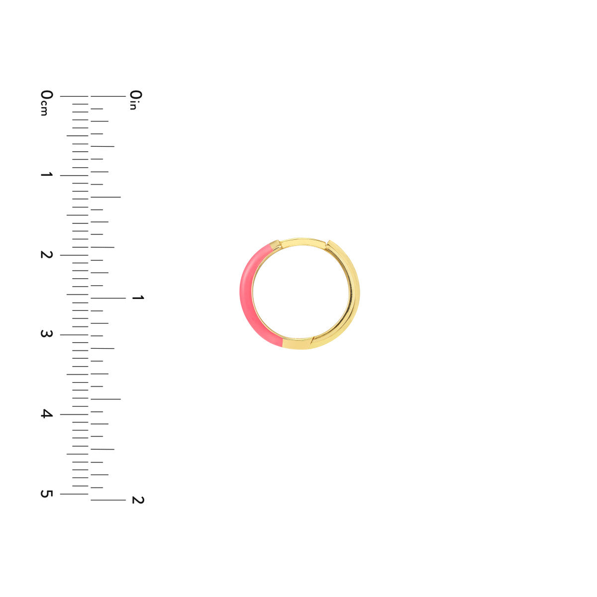 Enamel 1/2 Polished Hoops 14K Yellow Gold