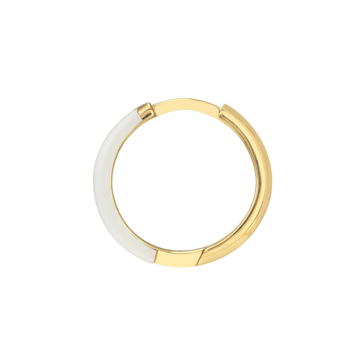 Enamel 1/2 Polished Hoops 14K Yellow Gold