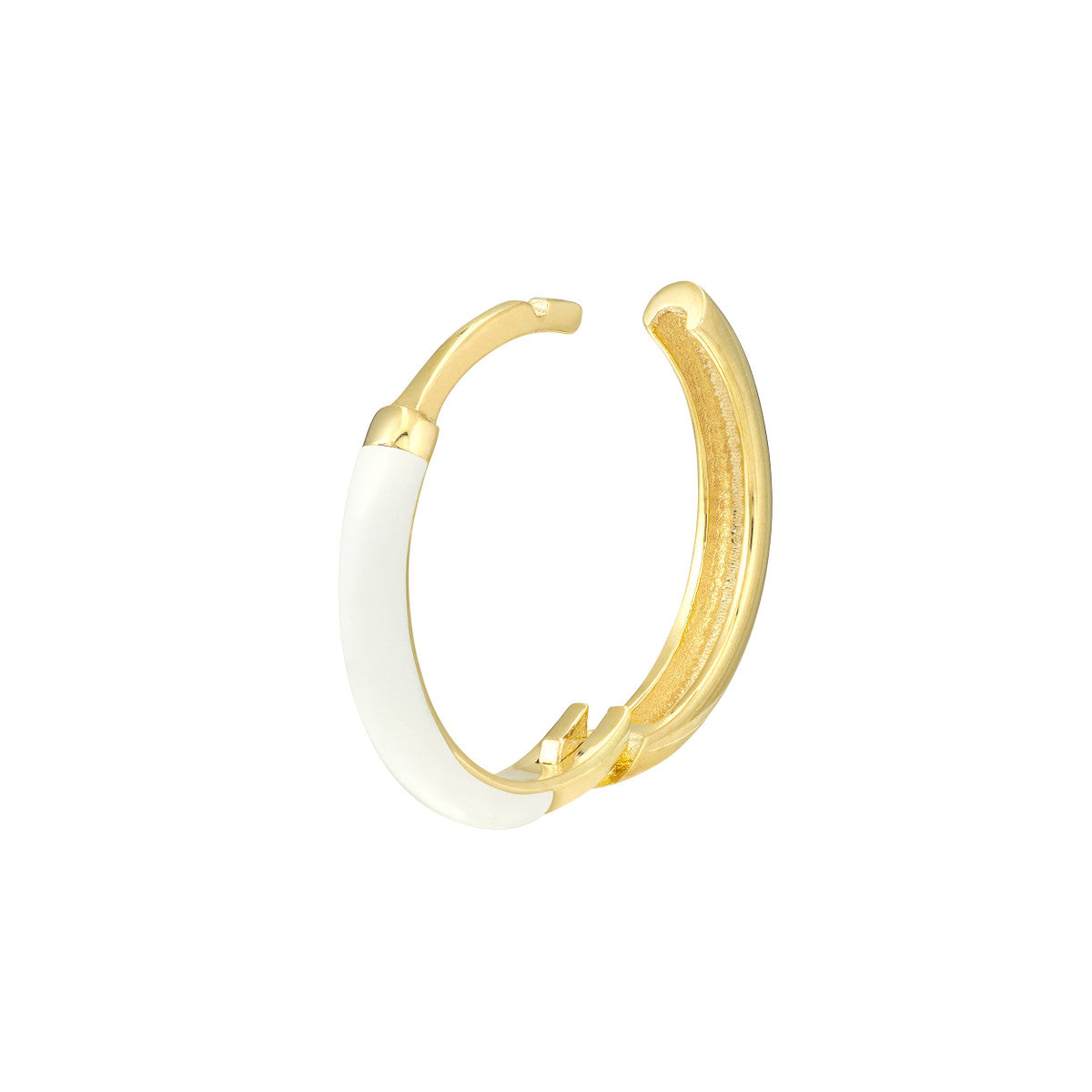 Enamel 1/2 Polished Hoops 14K Yellow Gold