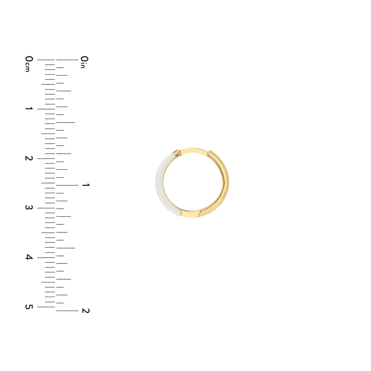 Enamel 1/2 Polished Hoops 14K Yellow Gold