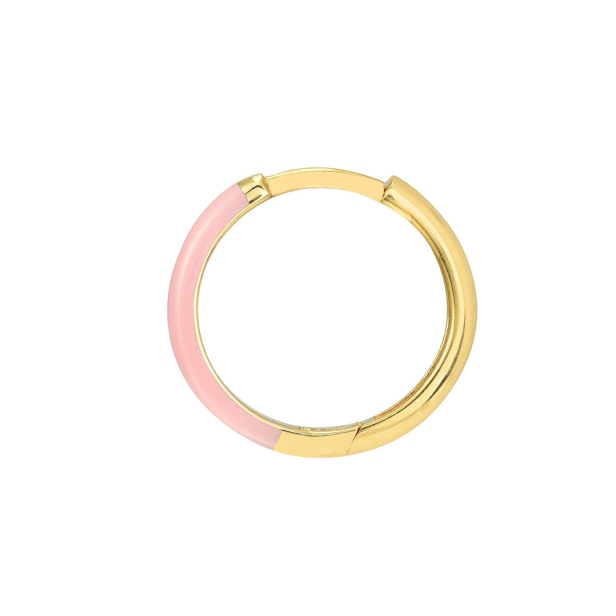 Enamel 1/2 Polished Hoops 14K Yellow Gold