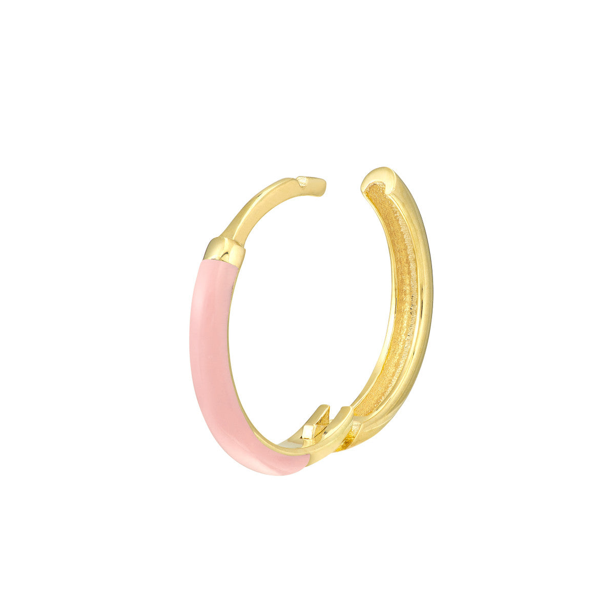 Enamel 1/2 Polished Hoops 14K Yellow Gold