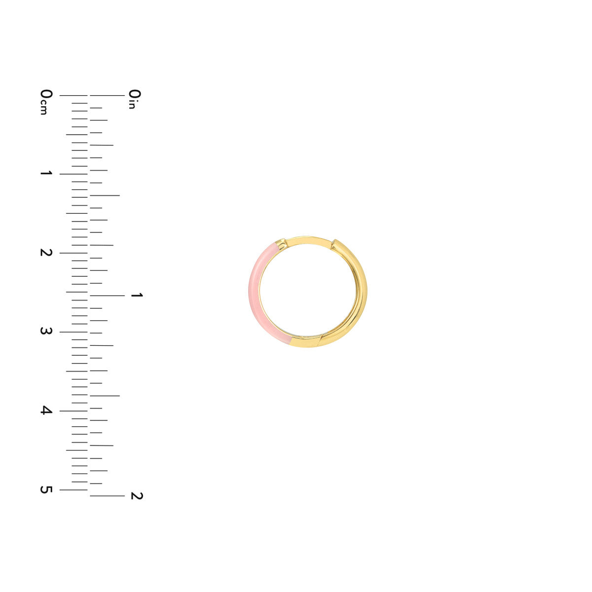 Enamel 1/2 Polished Hoops 14K Yellow Gold