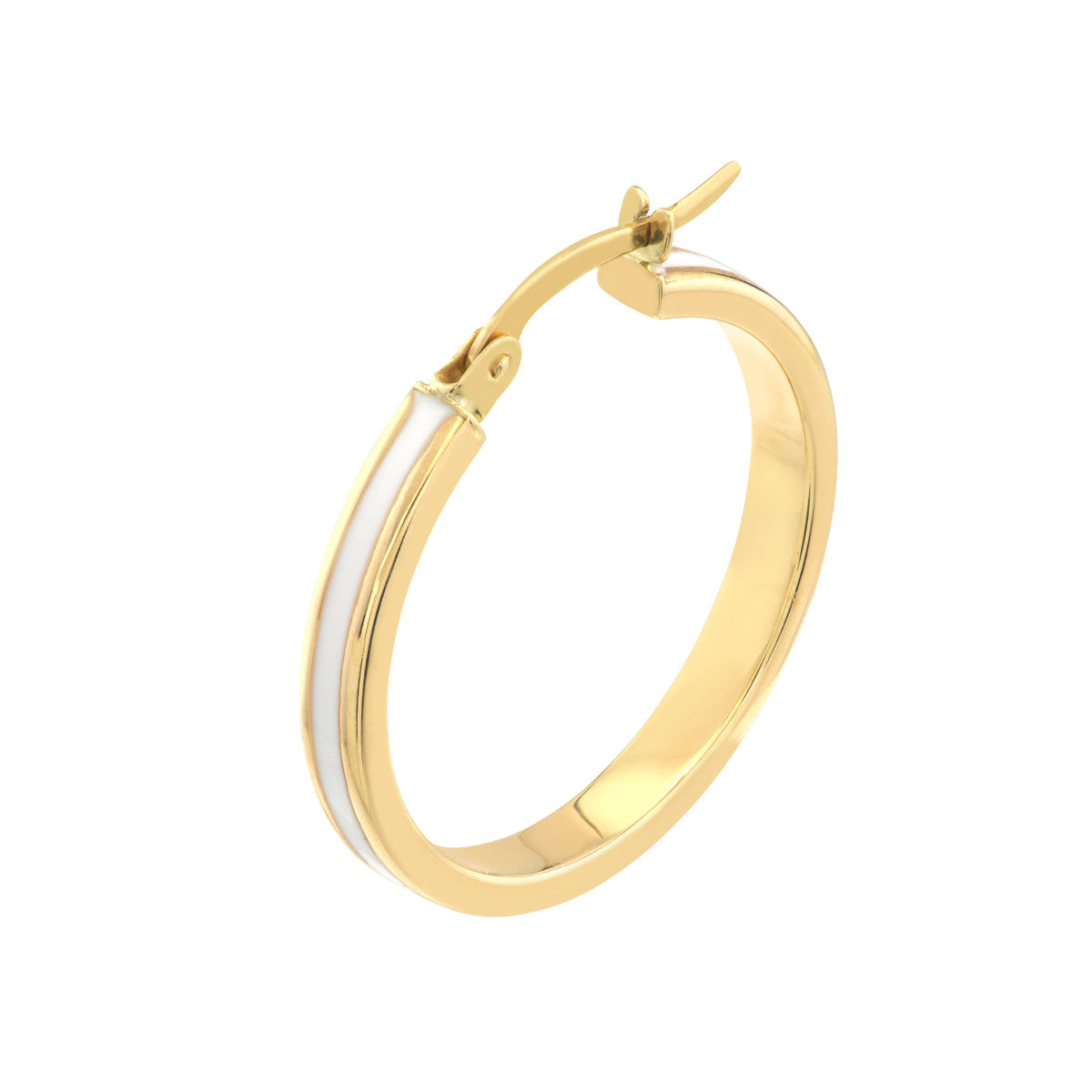 Colorful Enamel Round Hoops 14K Yellow Gold
