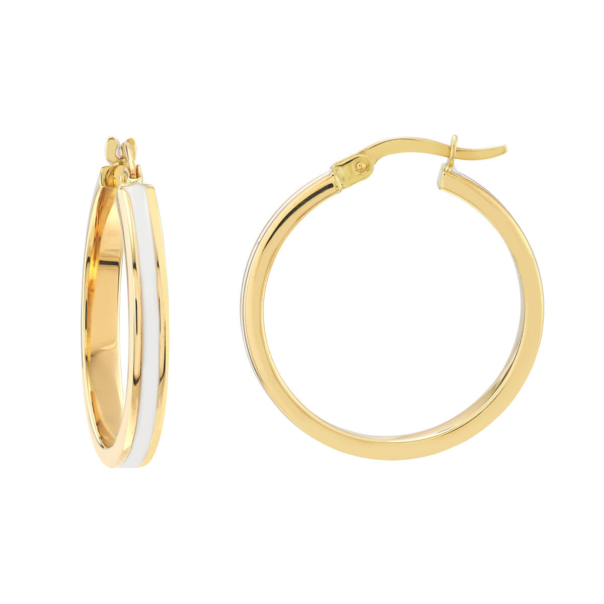 Colorful Enamel Round Hoops 14K Yellow Gold