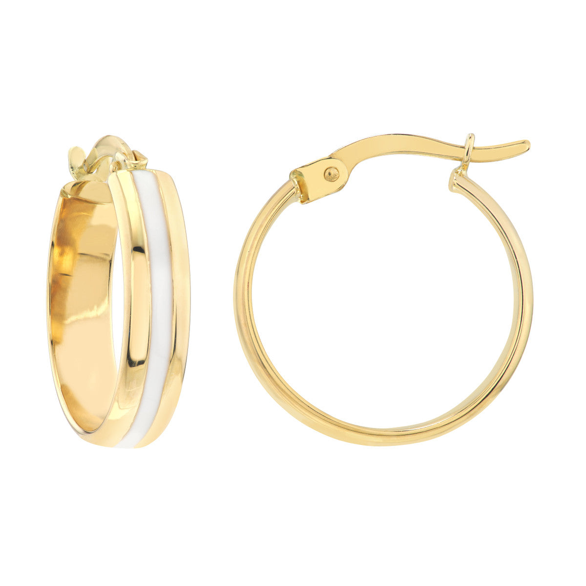 Colorful Enamel Round Hoops 14K Yellow Gold
